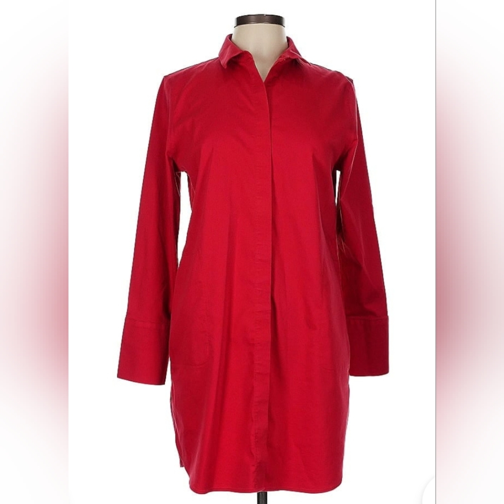 Red Long Sleeve Shirt Dress